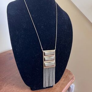 Elegant STATEMENT Gold and Silver TONES Geometric Tassel  Necklace PROM time